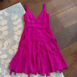 Carmen Marc Valvo Fuchsia Midi Dress 100% Silk
